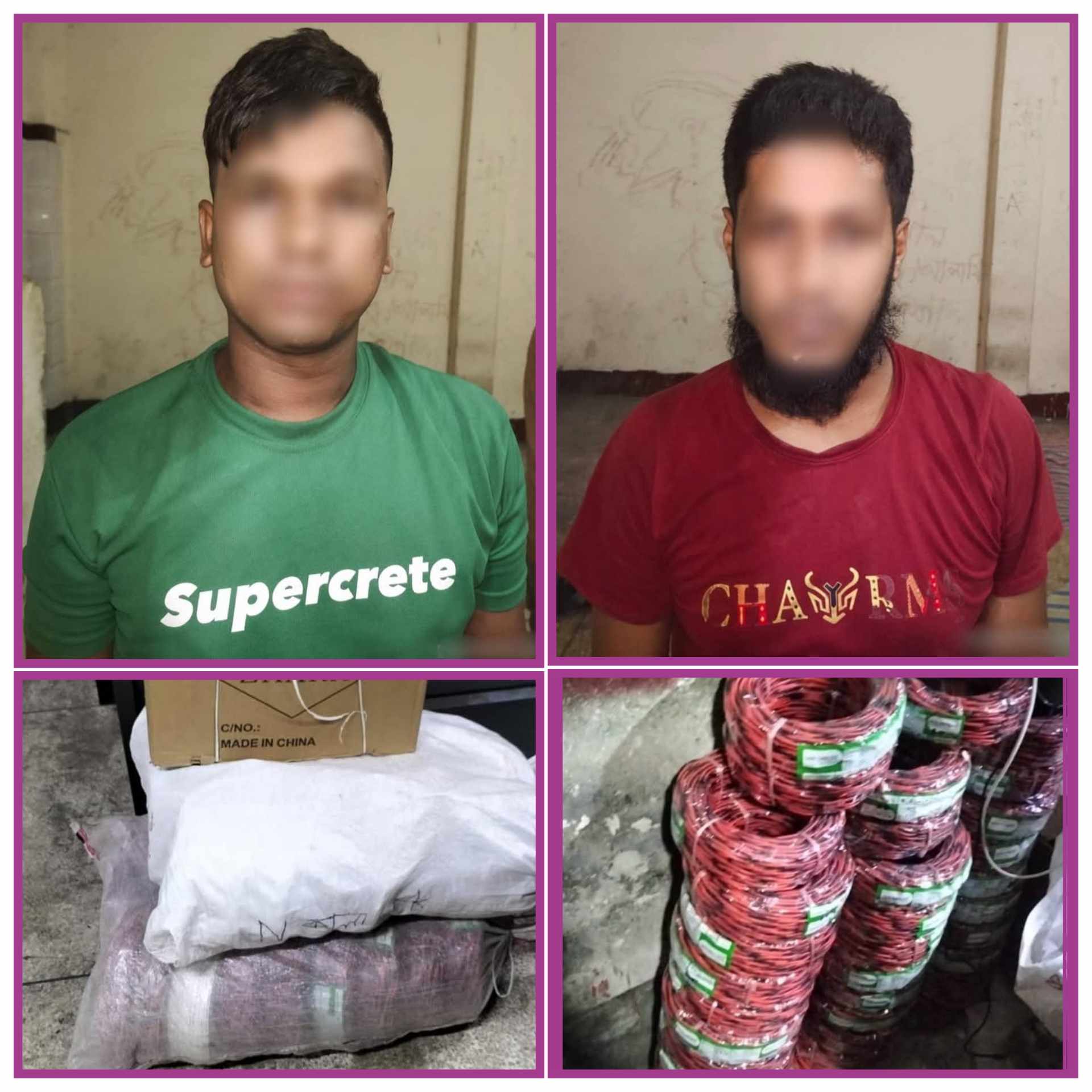 রাজধানীর বংশাল থানা পুলিশের অভিযানে বংশাল এলাকায় থেকে নকল ক্যাবল কারখানায় ও বিপুল পরিমাণ নকল ক্যাবলসহ আটক-২