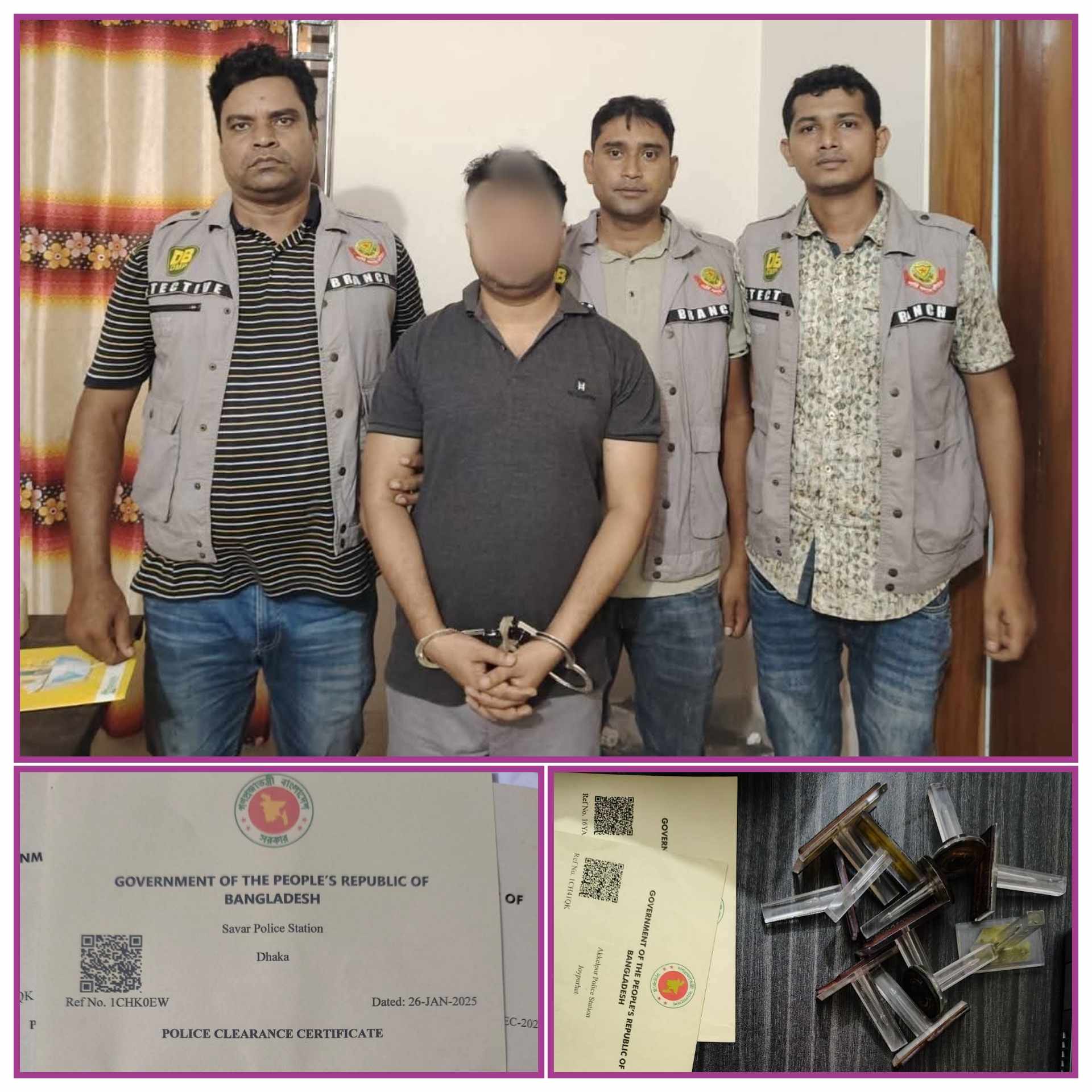 রাজধানীর উত্তরা এলাকা থেকে সনদপত্র জালিয়াতি চক্রের মূলহোতাকে গ্রেফতার করেছে ডিবি; বিপুল পরিমাণ জাল সনদ উদ্ধার।
